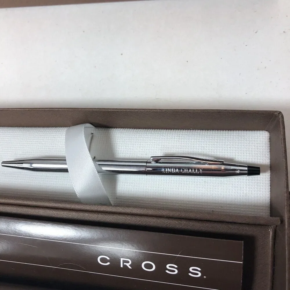 Cross Roller Ball Point Pen Style Stylo Bille Chrome Metallic Silver‎ E1